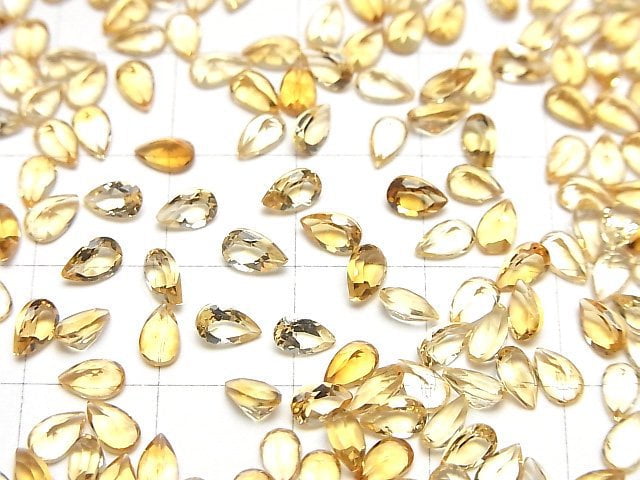 [Video]High Quality Citrine AAA Loose stone Pear shape Faceted 5x3mm 10pcs