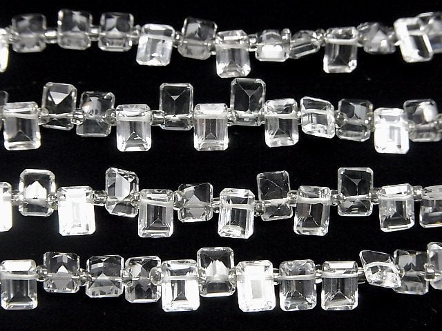 [Video]High Quality White Topaz AAA Rectangle Faceted 7x5x3mm half or 1strand beads (aprx.6inch/14cm)