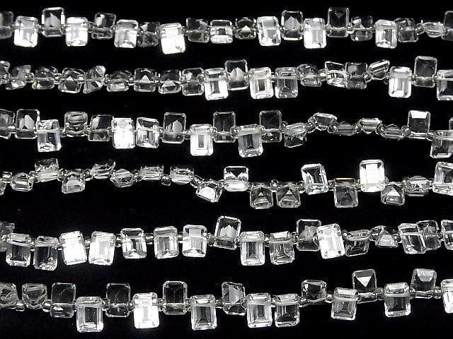 [Video]High Quality White Topaz AAA Rectangle Faceted 7x5x3mm half or 1strand beads (aprx.6inch/14cm)