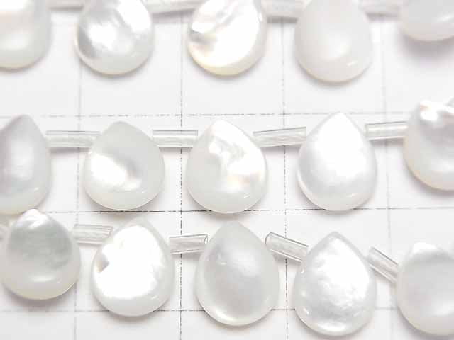 [Video] High quality white shell (Silver-lip Oyster) AAA Pear shape (Smooth) 10x8x4mm 1/4 or 1strand beads (aprx.15inch/36cm)