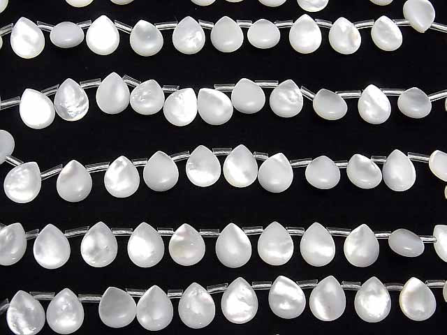 [Video]High Quality White Shell (Silver-lip Oyster )AAA Pear shape (Smooth) 10x8x4mm 1/4 or 1strand beads (aprx.15inch/36cm)
