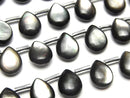 [Video] High-quality Black Shell (Black-lip Oyster) AAA Pear Shape (Smooth) 10x8x4mm 1/4 or 1strand beads (approx. 15 inches/38 cm)
