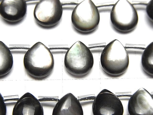 [Video] High quality Black Shell (Black-lip Oyster) AAA Pear shape (Smooth) 10 x 8 x 4 mm 1/4 or 1strand beads (aprx.15 inch / 38 cm)