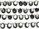 [Video] High-quality Black Shell (Black-lip Oyster) AAA Pear Shape (Smooth) 10x8x4mm 1/4 or 1strand beads (approx. 15 inches/38 cm)