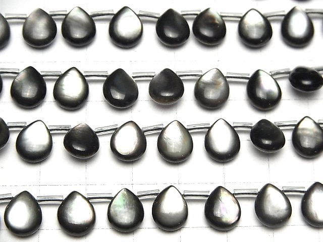 [Video] High quality Black Shell (Black-lip Oyster) AAA Pear shape (Smooth) 10 x 8 x 4 mm 1/4 or 1strand beads (aprx.15 inch / 38 cm)