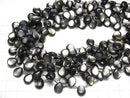 [Video] High-quality Black Shell (Black-lip Oyster) AAA Pear Shape (Smooth) 10x8x4mm 1/4 or 1strand beads (approx. 15 inches/38 cm)