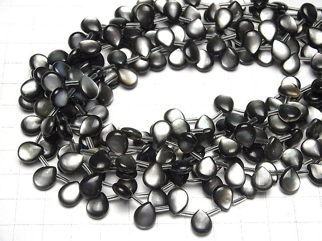 [Video] High quality Black Shell (Black-lip Oyster) AAA Pear shape (Smooth) 10 x 8 x 4 mm 1/4 or 1strand beads (aprx.15 inch / 38 cm)