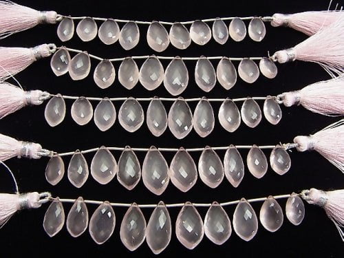 MicroCut!  High Quality Rose Quartz AAA Marquise  Faceted Briolette  1strand (10pcs )