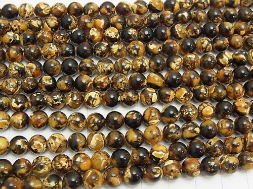 [Video] Pressed Amber Round 7 mm half or 1 strand beads (aprx.15 inch / 38 cm)