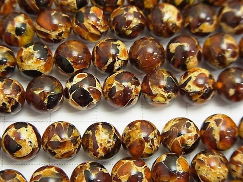 [Video] Pressed Amber Round 8 mm 1/4 or 1strand beads (aprx.15 inch / 38 cm)