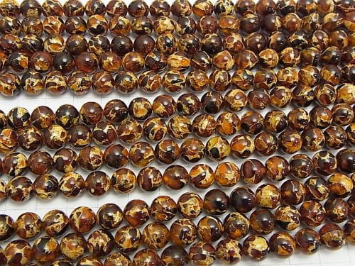 [Video] Pressed Amber Round 8 mm 1/4 or 1strand beads (aprx.15 inch / 38 cm)