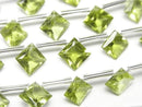 [Video] High Quality Peridot AAA-Diamond Princess Cut 8x8mm Half or 1 Strand (8pcs)