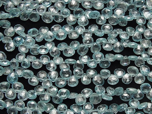 [Video] High Quality Natural Blue Zircon AAA Chestnut Faceted Briolette half or 1strand beads (aprx.7inch / 18cm)