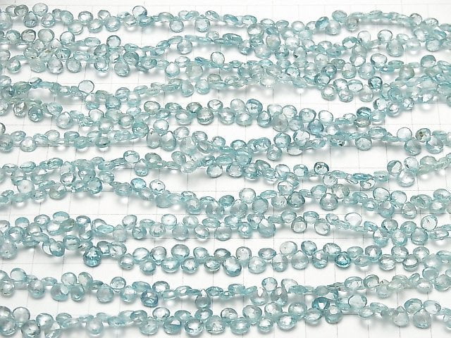 [Video] High Quality Natural Blue Zircon AAA Chestnut Faceted Briolette half or 1strand beads (aprx.7inch / 18cm)