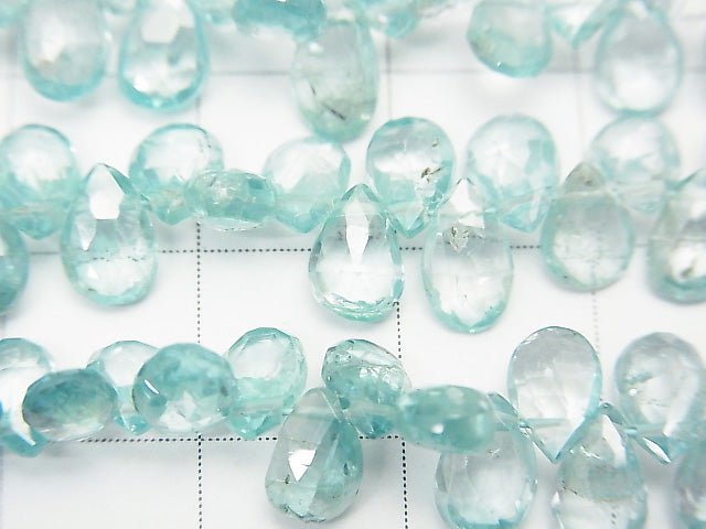 [Video] High Quality Natural Blue Zircon AAA Pear shape Faceted Briolette half or 1strand beads (aprx.7inch/18cm)