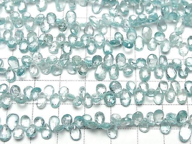 [Video] High Quality Natural Blue Zircon AAA Pear Shape Faceted Briolette Half or 1 Strand Beads (approx. 7 inches/17 cm)