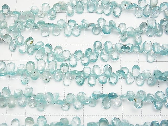 [Video] High Quality Natural Blue Zircon AAA Pear shape Faceted Briolette half or 1strand beads (aprx.7inch/18cm)