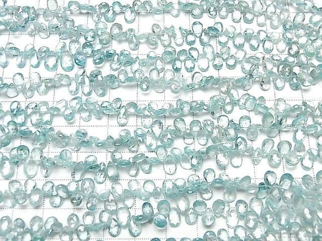 [Video] High Quality Natural Blue Zircon AAA Pear Shape Faceted Briolette Half or 1 Strand Beads (approx. 7 inches/17 cm)