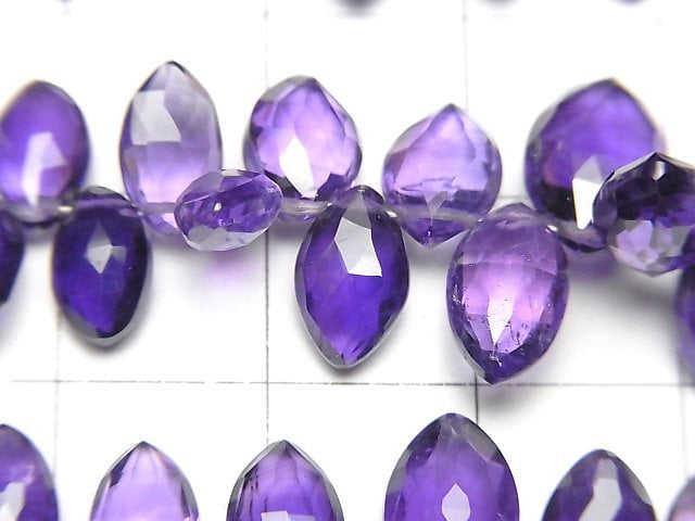 [Video]High Quality Amethyst AAA- Marquise Faceted Briolette 1strand beads (aprx.7inch/18cm)