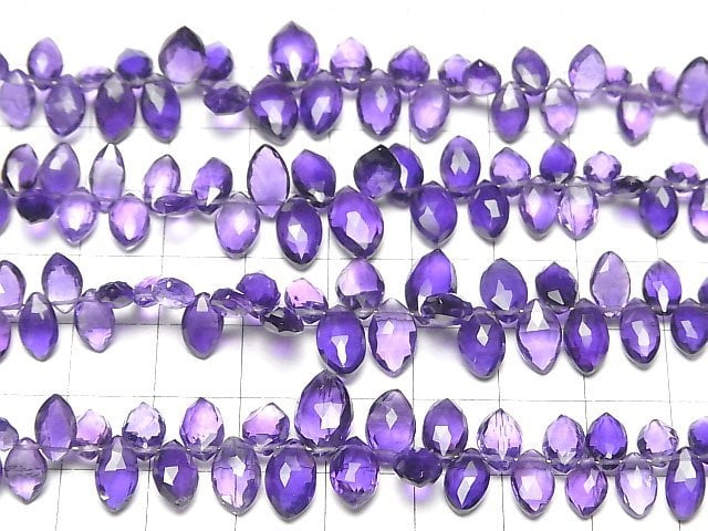 [Video]High Quality Amethyst AAA- Marquise Faceted Briolette 1strand beads (aprx.7inch/18cm)