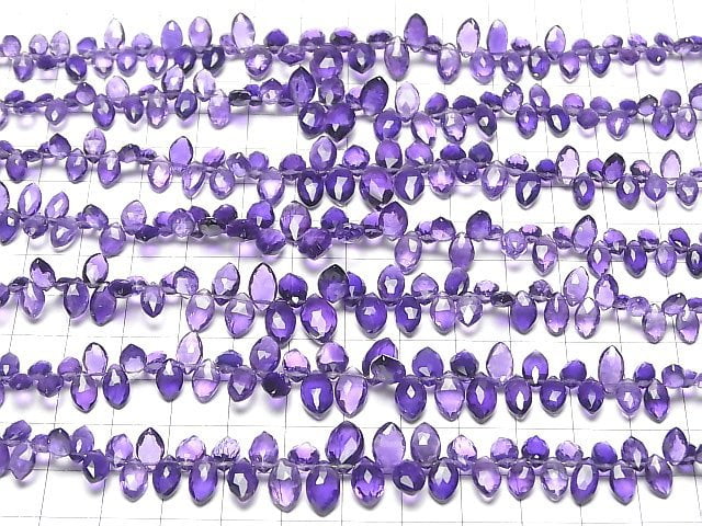 [Video]High Quality Amethyst AAA- Marquise Faceted Briolette 1strand beads (aprx.7inch/18cm)