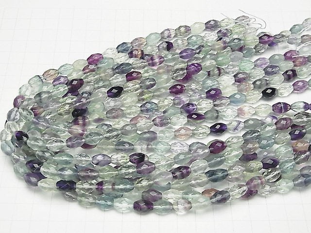 [Video] Multicolor Fluorite AAA- Faceted Rice 10x7x7mm half or 1strand beads (aprx.15inch/38cm)