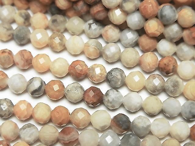 瘋狂瑪瑙 32刻面圓珠 4.5mm 1串珠子 (約 15 英寸/37 公分) 高品質！