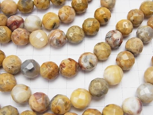 Crazy lace agate 64 Faceted Round 10 mm half or 1 strand beads (aprx.15 inch / 38 cm)