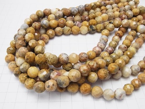 Crazy lace agate 64 Faceted Round 10 mm half or 1 strand beads (aprx.15 inch / 38 cm)