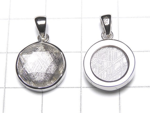 Namibia "Meteorite (Muonionalusta)" Pendant One side Finish 14 mm Silver 925