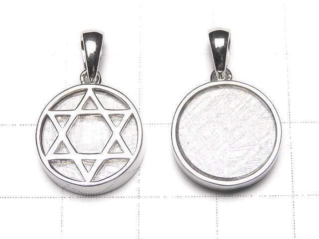 Meteorite (Muonionalusta ) Hexagram Coin Pendant 14mm Silver925