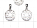 Meteorite (Muonionalusta ) Hexagram Coin Pendant 14mm Silver925