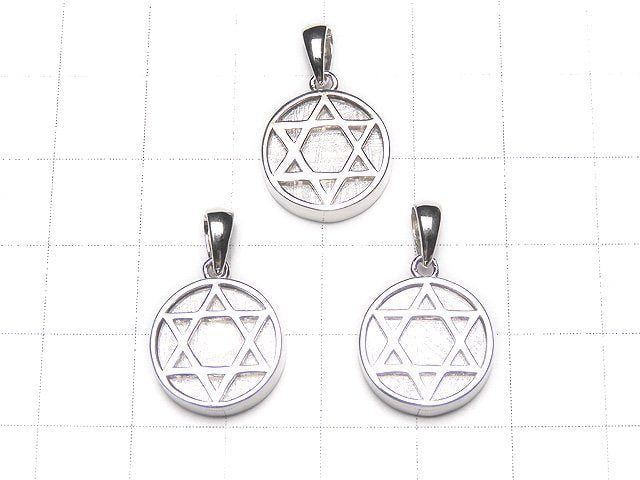 Meteorite (Muonionalusta ) Hexagram Coin Pendant 14mm Silver925