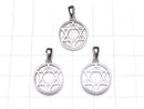 Meteorite (Muonionalusta ) Hexagram Coin Pendant 14mm Silver925