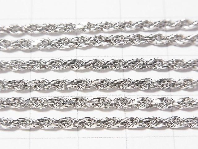 Silver 925 Rope Chain 2.3mm Rhodium Plated [40cm][45cm][50cm][60cm] Necklace 1pc