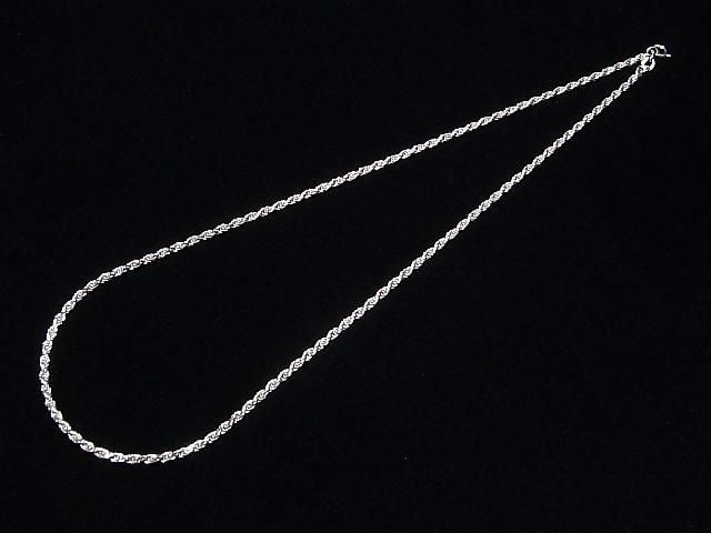 Silver 925 Rope Chain 2.3mm Rhodium Plated [40cm][45cm][50cm][60cm] Necklace 1pc