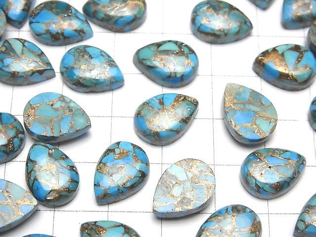 Blue Copper Turquoise AAA Pear shape Cabochon 14x10mm 3pcs