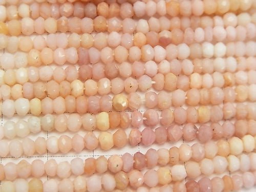 [Video] Pink Opal AA++ Faceted Button Rondelle Color gradation 1strand beads (aprx.14inch / 34cm)