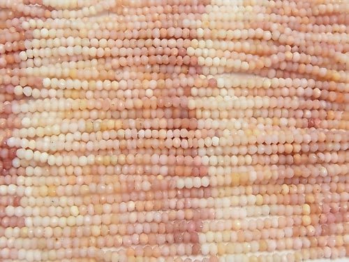 [Video] Pink Opal AA++ Faceted Button Rondelle Color gradation 1strand beads (aprx.14inch / 34cm)