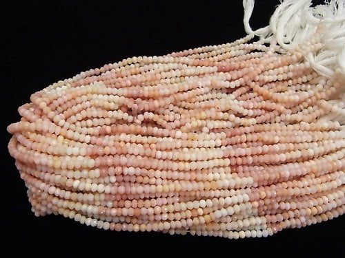 [Video] Pink Opal AA++ Faceted Button Rondelle Color gradation 1strand beads (aprx.14inch / 34cm)