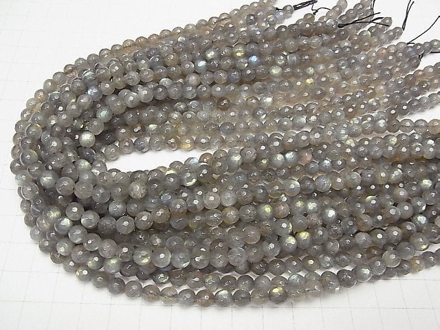 [Video] Labradorite AA+ 128Faceted Round 6mm half or 1strand beads (aprx.15inch/38cm)