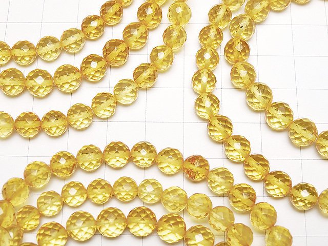 Baltic Amber 64 Faceted Round [S] [M] Yellow Color 1strand (Bracelet)