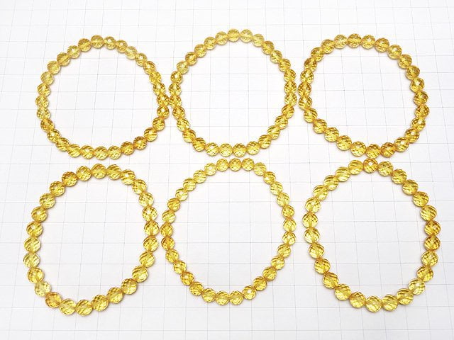 Baltic Amber 64 Faceted Round [S] [M] Yellow Color 1strand (Bracelet)