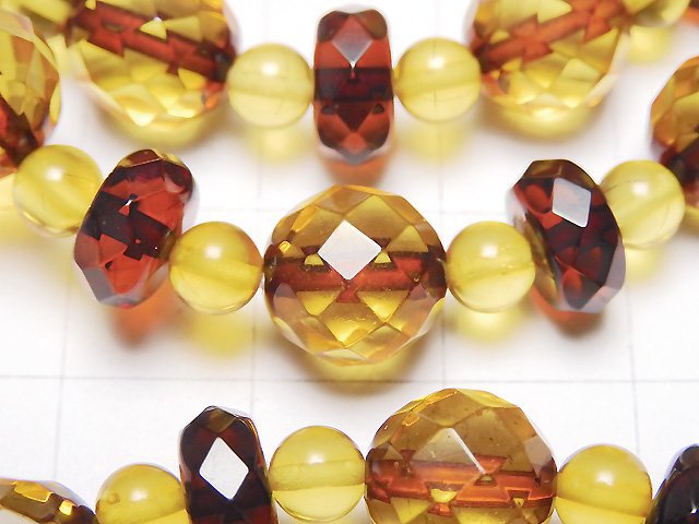 1strand $117.99! Baltic Amber Faceted Button Roundel xRound xRound Cut 1strand (Bracelet)