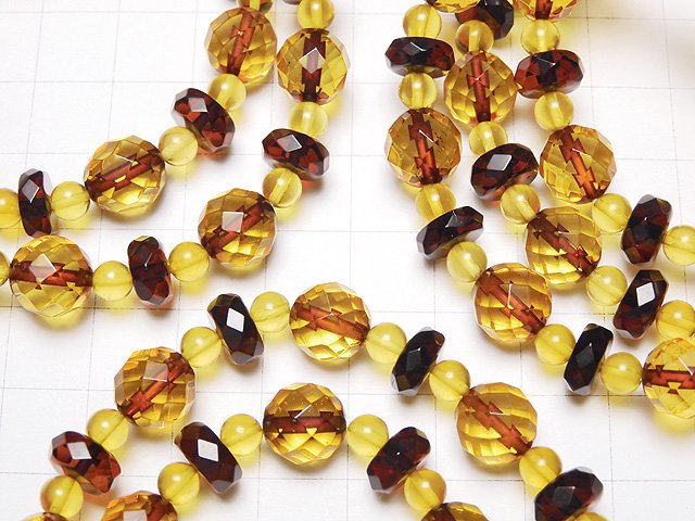 1strand $117.99! Baltic Amber Faceted Button Roundel xRound xRound Cut 1strand (Bracelet)