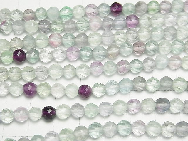 Multicolor Fluorite AA + Twist 72 Faceted Round 6 mm half or 1 strand beads (aprx.15 inch / 38 cm)