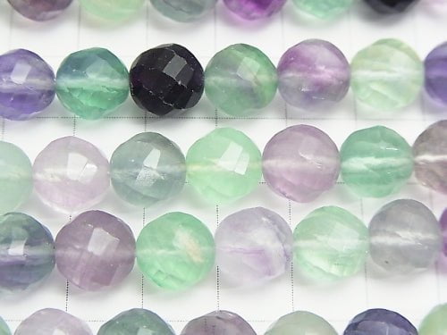 Multicolor Fluorite AA + Twist 72 Faceted Round 10 mm half or 1 strand beads (aprx.15 inch / 38 cm)