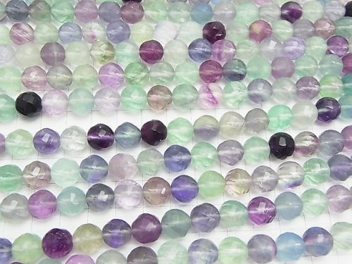 Multicolor Fluorite AA + Twist 72 Faceted Round 10 mm half or 1 strand beads (aprx.15 inch / 38 cm)