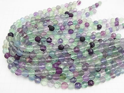 Multicolor Fluorite AA + Twist 72 Faceted Round 10 mm half or 1 strand beads (aprx.15 inch / 38 cm)