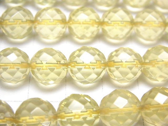 [Video]Lemon Quartz AAA 64Faceted Round 10mm 1/4-1strand beads (aprx.15inch/37cm)